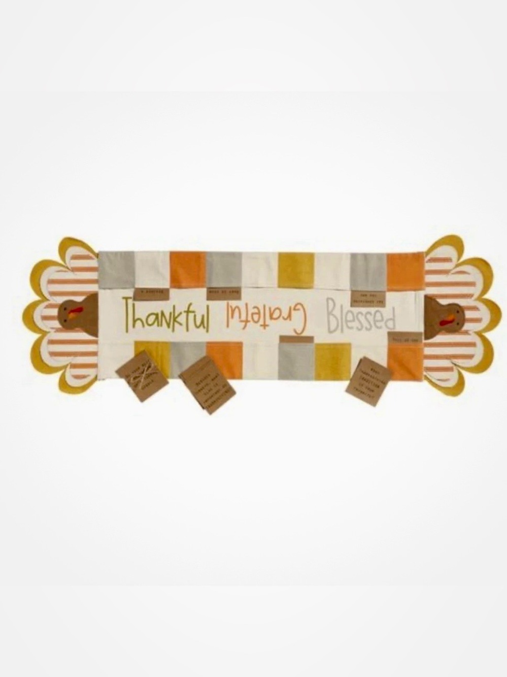 NWT Mud Pie Children’s Thanksgiving Table Runner Thankful, Grateful & Blessed